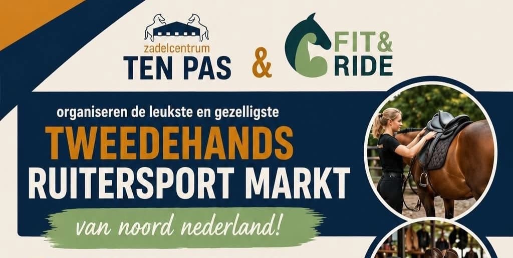 Banner van de tweedehands ruitersportmarkt Drenthe